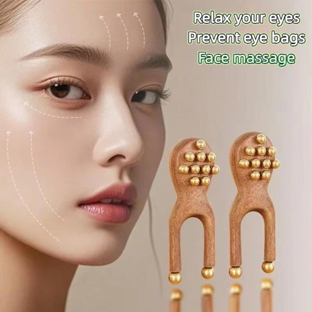 Handheld Wooden Nose Scraping therapy Antistatic Handheld Comb New Brass Bead Comb  Nose Relaxation