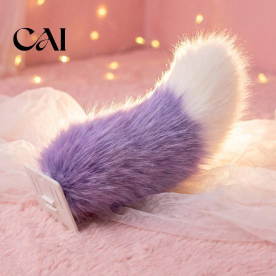 Plush Tail Decoration Electric Wagging for Car, Remote Control Fluffy Animal Decor, Sound Activated Moving Fur Trunk Ornament Cosplay