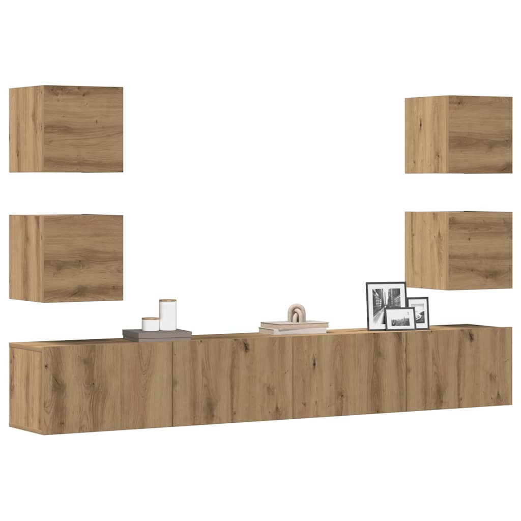 Vidaxl Wiszące Szafki Telewizyjne, 6 Szt., Dąb Artisan