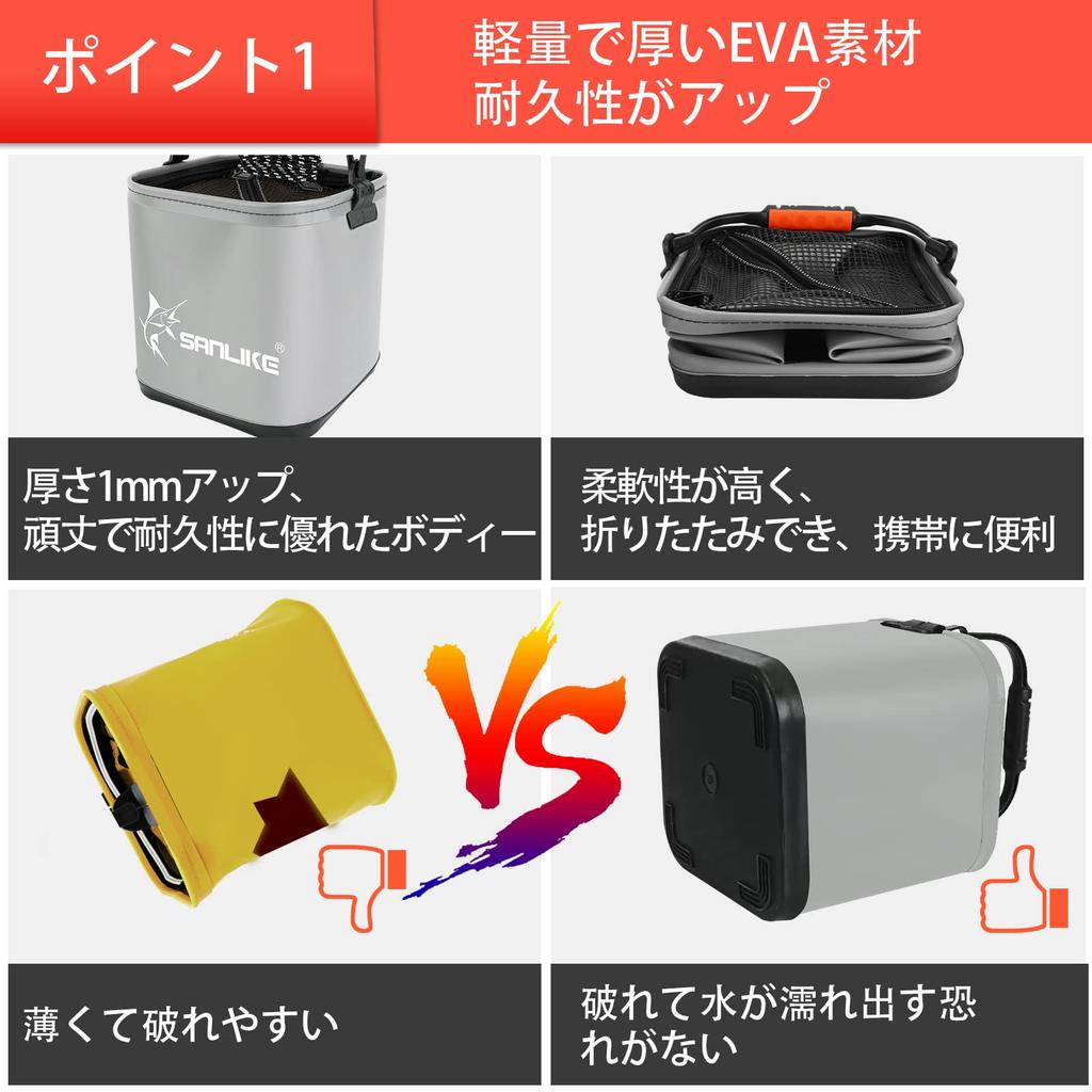 SANLIKE Bucket Water Bucket Capacity 12L 22cm EVA Material Foldable Fishing Case Tool Holder Compact Lightweight Black Camping Car Wash Gardening