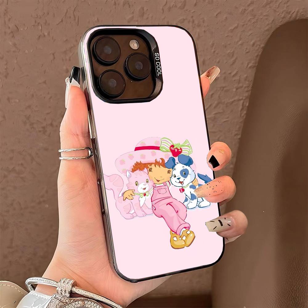 Чехол для телефона Клубничный Ш-Шорткейк для iPhone 17 17Air 16 15 14 13 12 11 Pro Max Plus Цветной Серебристый