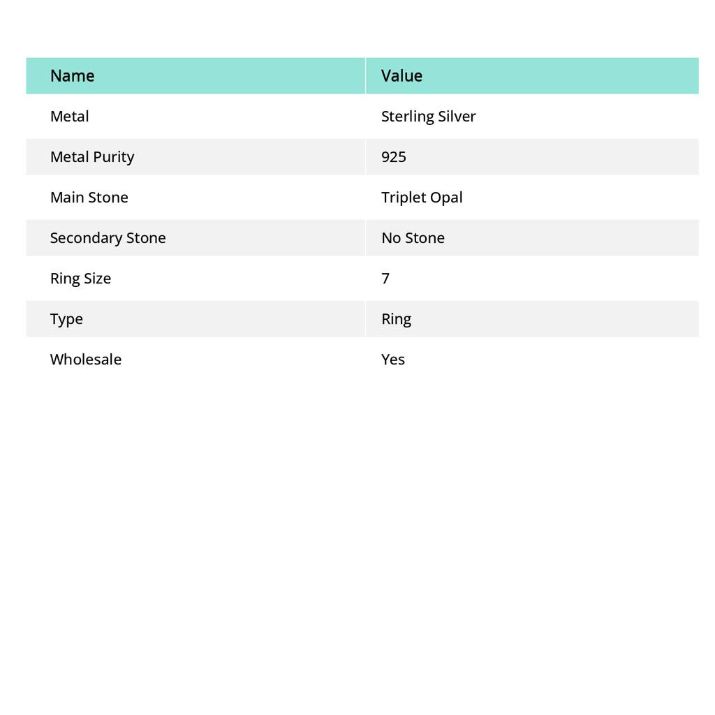 Кольцо из натурального желтого триплетного опала с драгоценным камнем ручной работы из серебра 925 пробы S.7 U3a03