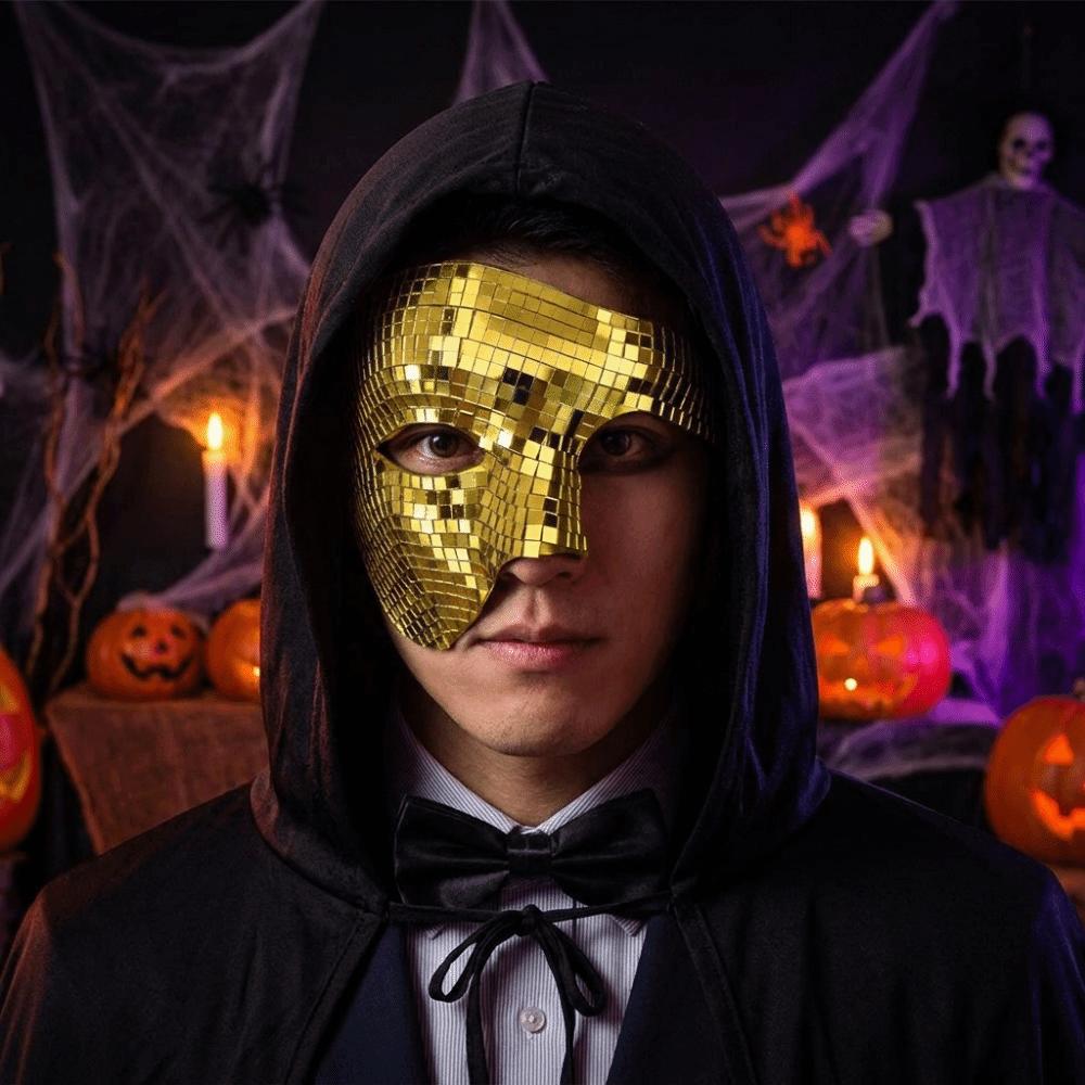 Steampunk Style Disco Ball Mirror Mask Glitter Material Costume Mask Dj Stage Performance