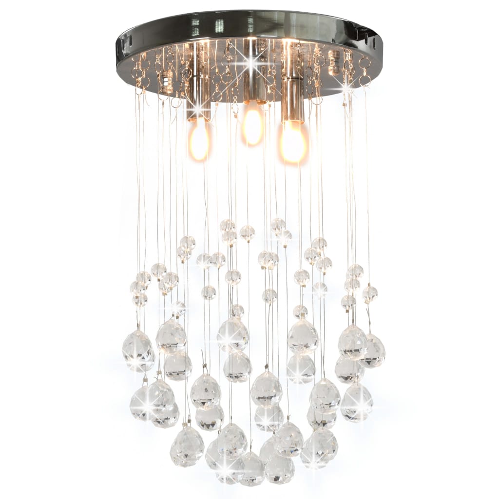 Ceiling Lamp with Crystal Beads Silver Ball Design 3* G9 Bulbs