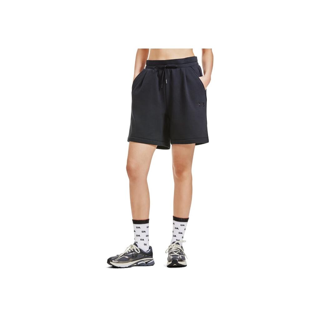 Under Armour L4L Elevated Solid Color Lace-Up Fleece Training Shorts Women Shorts Black 1388060-001