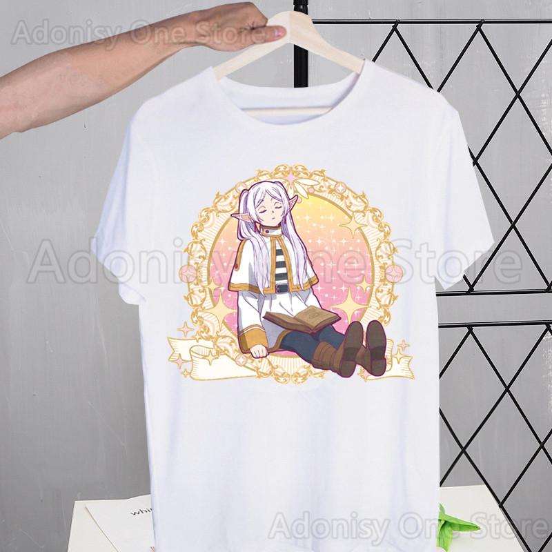 Frieren Harajuku Мужская футболка с принтом Мужская футболка с коротким рукавом Повседневная футболка Мужская уличная одежда Топы