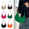 Women's Small Hobo Bag Retro Crescent Shoulder Bag Solid Color Felt Casual Phone Purse for Daily Outings Work Travel Parties