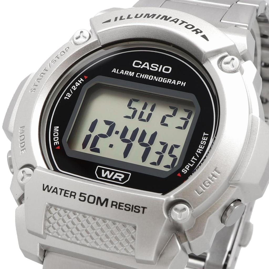Casio Стандартные цифровые часы W -219H-8BV / -219HD-1AV Мужские, Темно-серые, Международная модель [Импортные] / Металлический браслет серебристого цвета [Импортные]