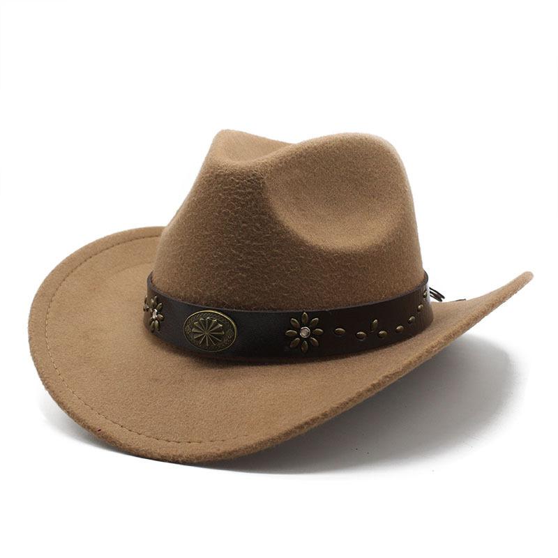 Ковбойская шляпа в стиле вестерн, мужская тибетская шляпа-цилиндр, фетровая шляпа, этническая женская шляпа