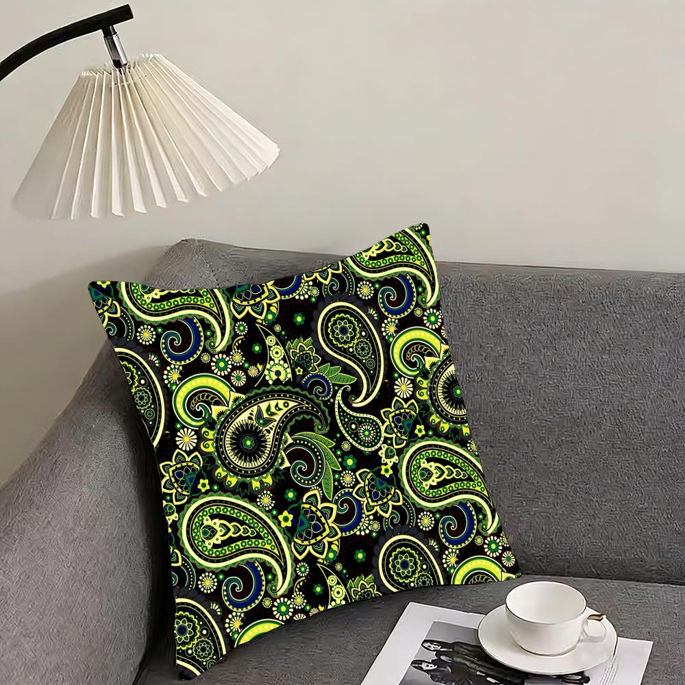 Painted Design PPaisleyS ART Cushion Cover Pillowcase Ultra Soft Skin Friendly Fabric Cloud Like Comfort Concealed Zipper