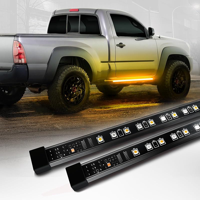 OPT7 Sidekick 78" Running Board Lights 2PCS LED Strips w/Sequential Amber Turn Signal, DRL, White Courtesy Light for Extended Crew Cab Trucks Pickup