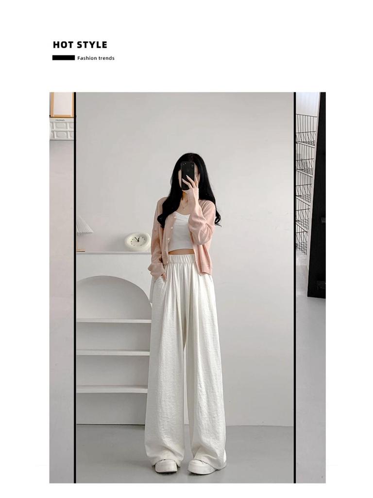 2025 Women's High-Waist Ice Silk Wide-Leg Pants