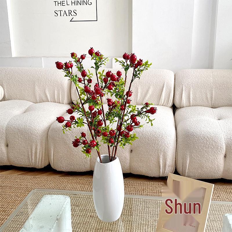 High-End Realistic Pomegranate and Berry Artificial Flower Branch for Decor