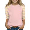 Tops For Youth Girls 4-16 Years Round Neck 3/4 Sleeves T-Shirts Trendy Tops Outfit Tees
