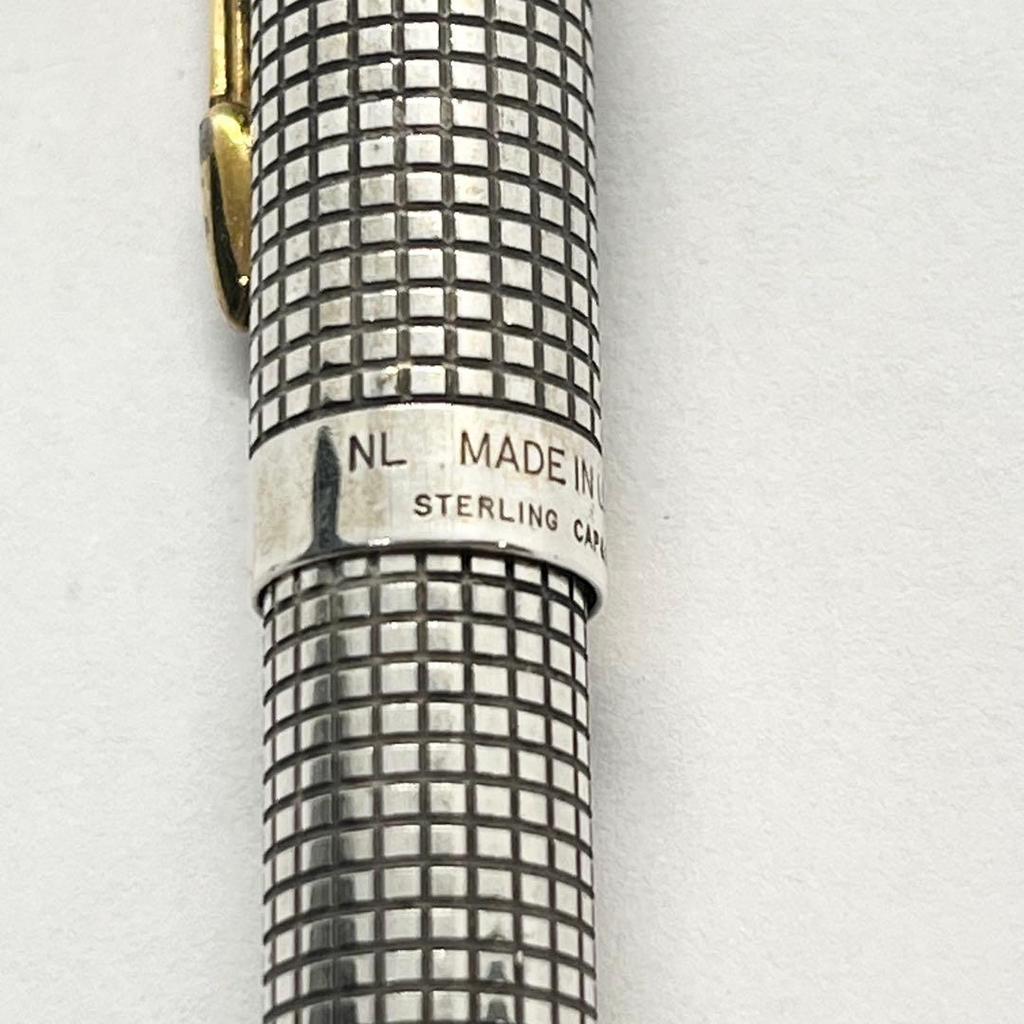 Б/у шариковая ручка PARKER СТЕРЛИНГ Стерлинговое серебро Клетчатый узор