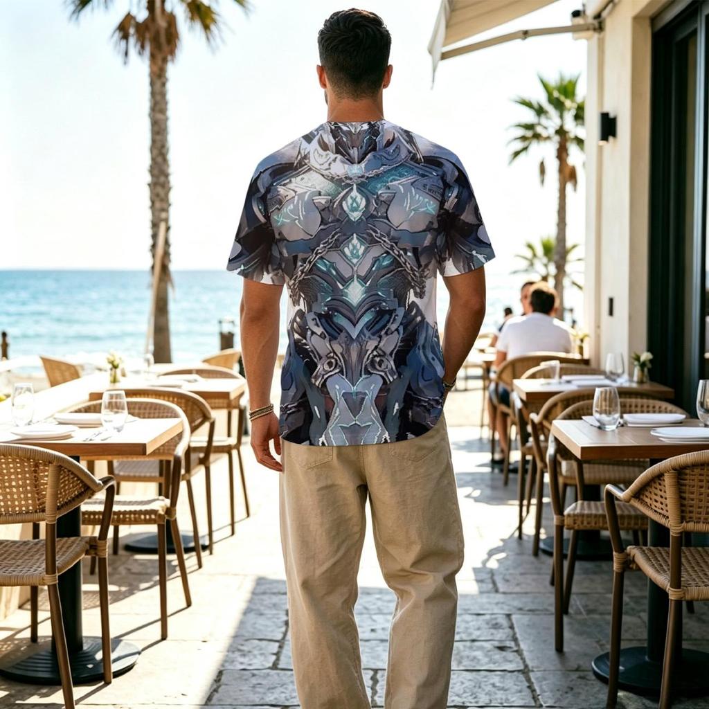 Men's Short Sleeve T-Shirt, Polyester 2D Printed Graphic Tee, Comfortable Breathable Street Trendy Casual Top for Daily Outfits, Halloween Theme