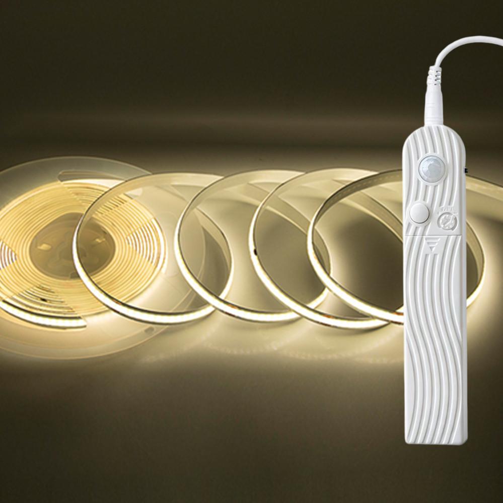 Smart COB LED Strip Light With Motion Sensor Adjustable Night Light For Bedroom Bed Headboard DIY Decor Lighting