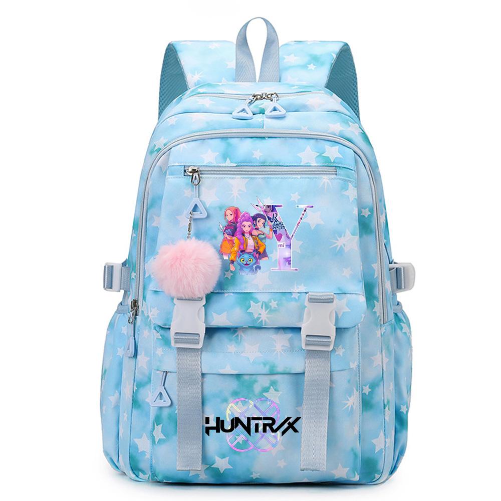 Cartoon 26 English Letters Backpack Large Capacity Bookbag Laptop Unisex Student Boy Girl School Bag Large Capacity Travel Outdoor Bag Gift