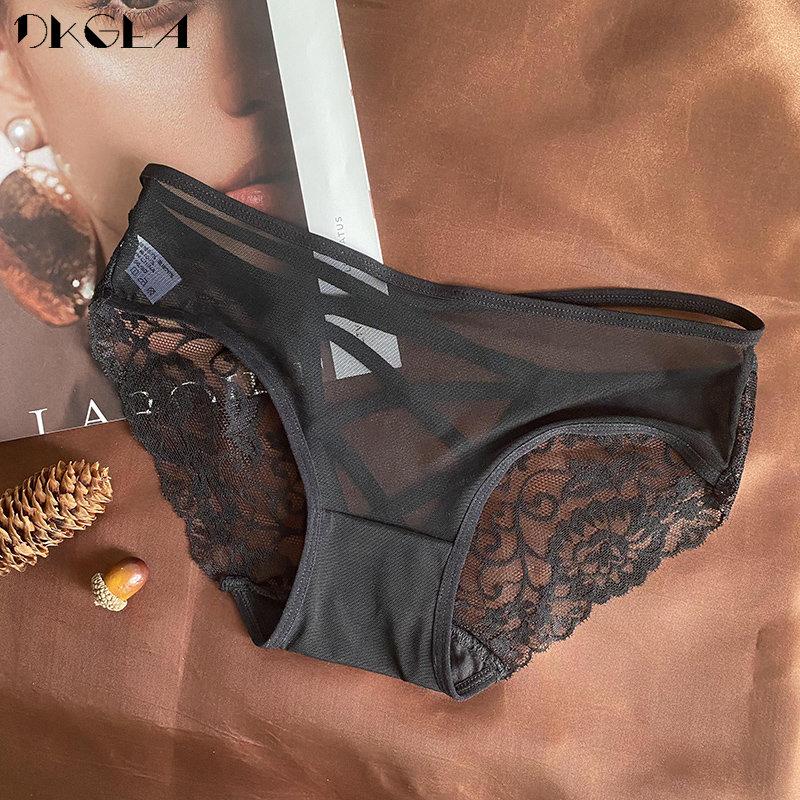 DKGEA Panties Sexy Low-Rise Briefs Lace Women Underwear Transparent Underpants