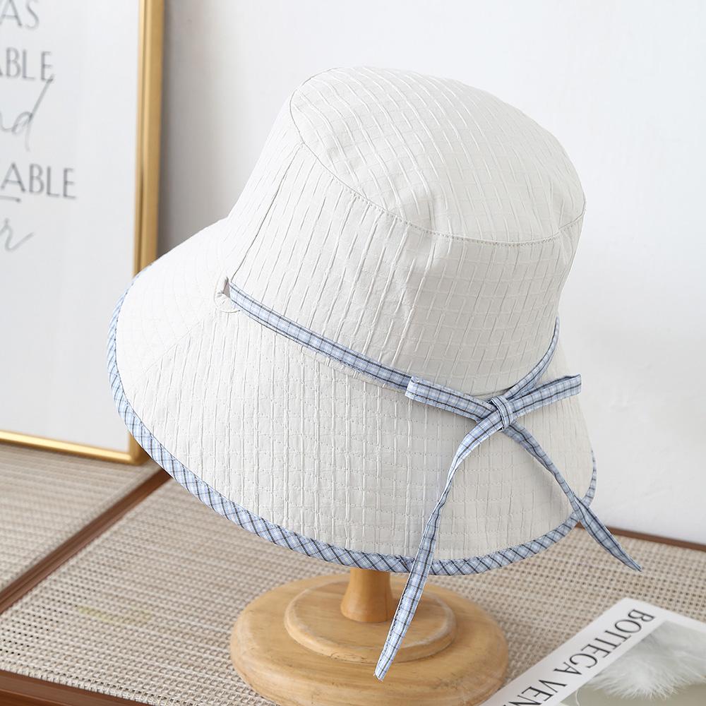 Bucket Hat Women Simple Bow Spring Summer Hats For Women Foldable Outdoor Travel Sun Protection Sunhat Bob Cap Female New