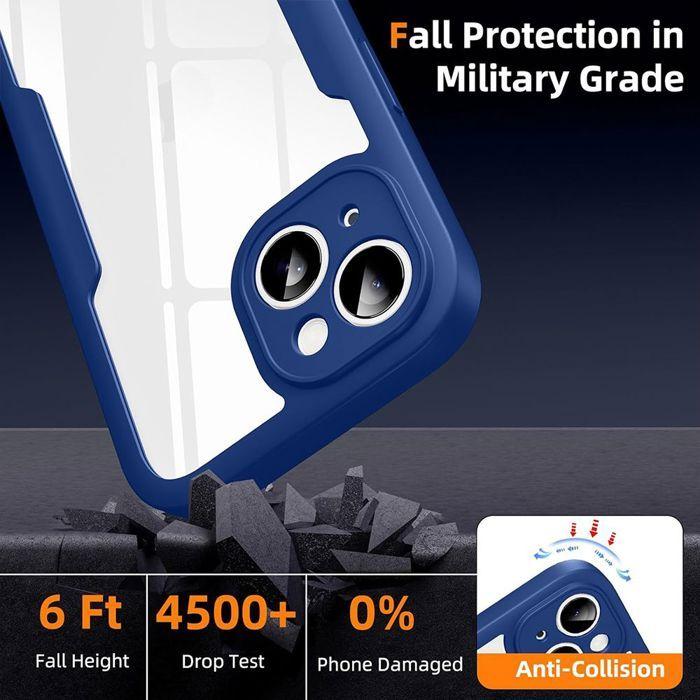Coque pour iPhone 17e, Protection Intégrale Hybride avec Cercle Magnétique - Bleu Marine
