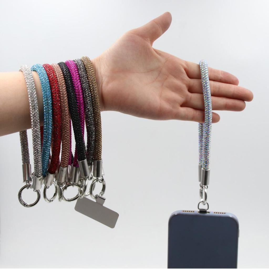 Высококачественный брелок для ключей с подвеской из горного хрусталя и яркий шнурок для телефона - веревка против потери для женщин