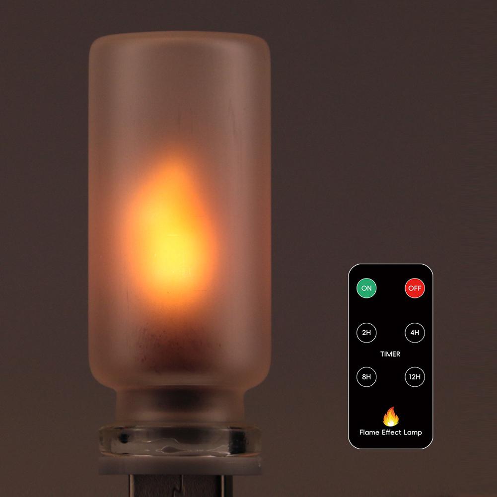 Remote Control Car USB LED Flame Type Night Light Frosted Clear Glass Flickering Candle Decorative Touch Control Mood Lighting