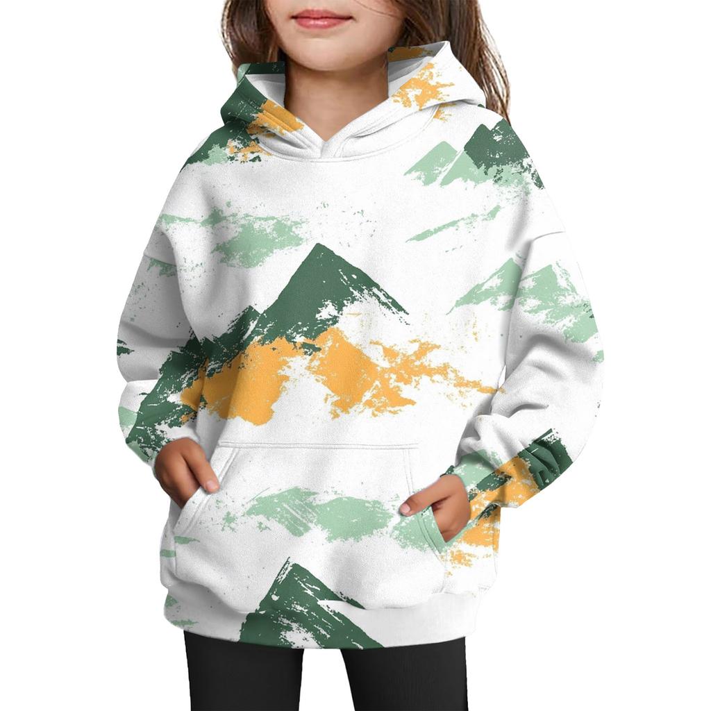 Girls' Hooded Tie- Sweatshirt - Pullover Print Top