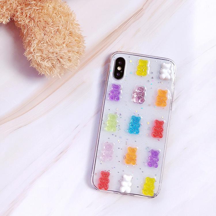 Cute colored candy bear 11promax/11/11plus mobile phone case Apple 11 Epoxy 11Pro