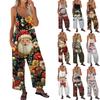 Women's Christmas Printed Jumpsuit Casual Loose Adjustable Suspender Jumpsuit