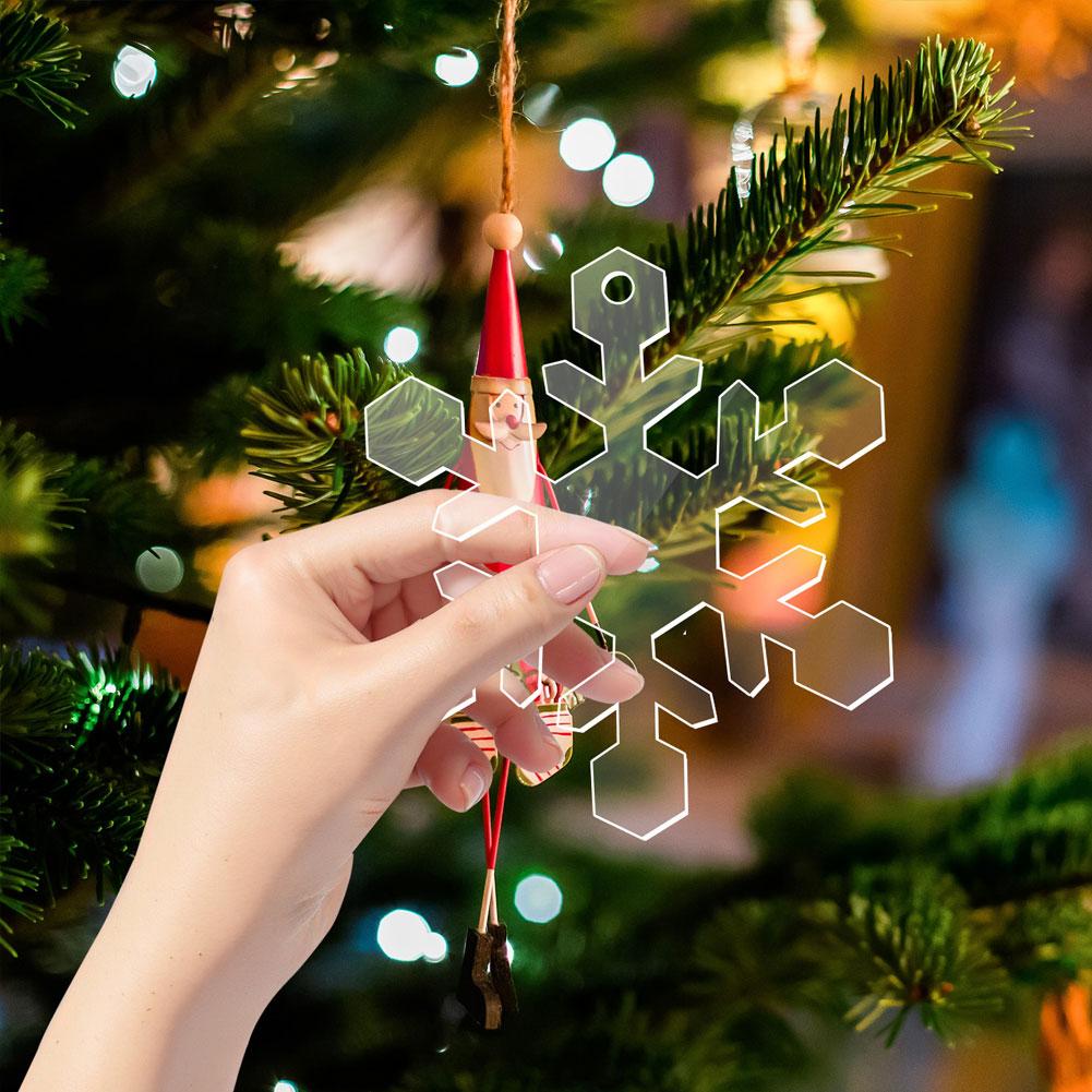 10 шт. Прозрачные акриловые рождественские украшения Снежинка с просверленными отверстиями Заготовки из акрила для рисования своими руками Подвеска на рождественскую елку