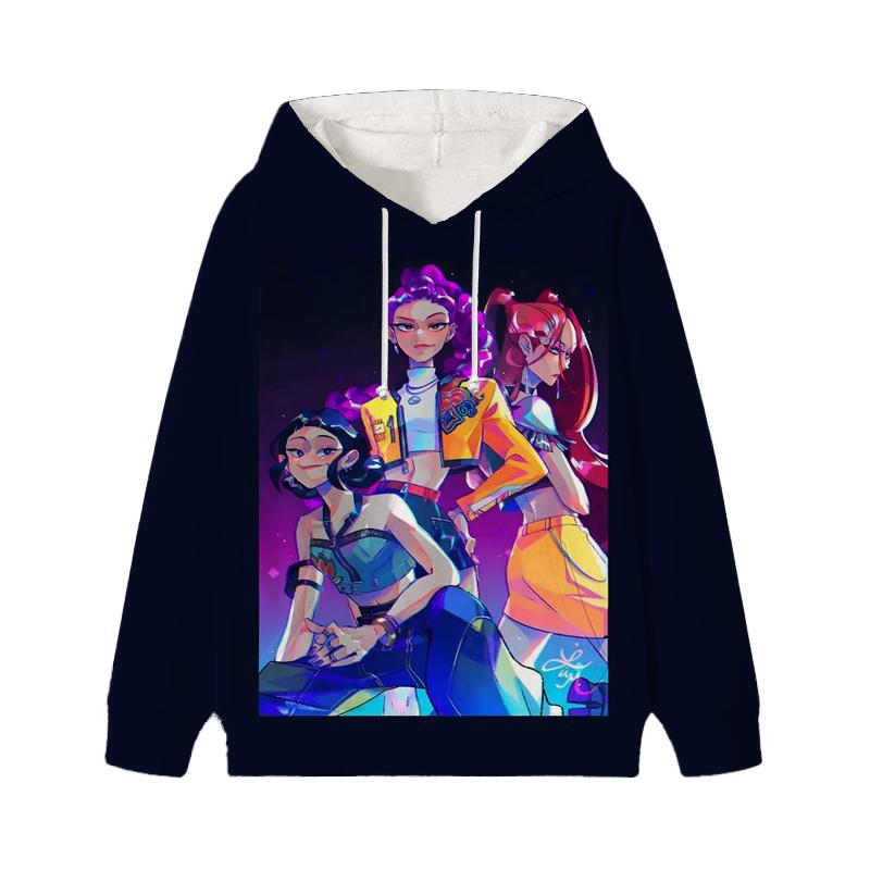 Толстовка Demon Hunters Zoey Rumi Mira KPop Huntrix Girl Детская толстовка Детская Саджа Мальчики Пуловер Харадзюку Осень Зима Топы