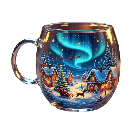 Halloween Mug Funny Tea Coffee Cup 400ml Hand-Painted Spooky Glass Cup for Hot Cold Drinks Christmas Party Gift Stocking Stuffer