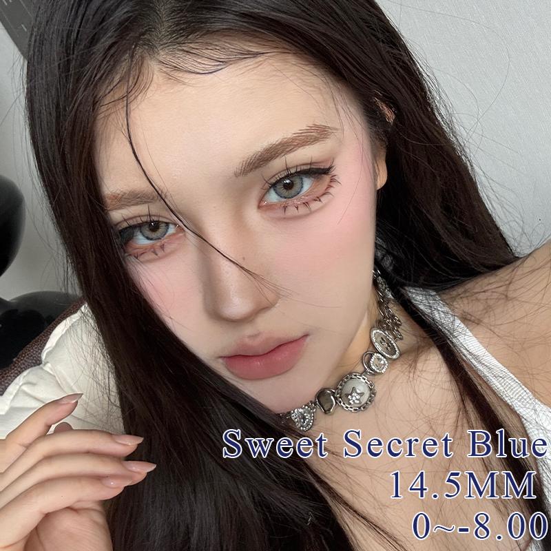 Контактные линзы Mill Creek Sweet Secret Color с гибридной радужной оболочкой 14,5 мм, синие/серые/коричневые, годовые контактные линзы