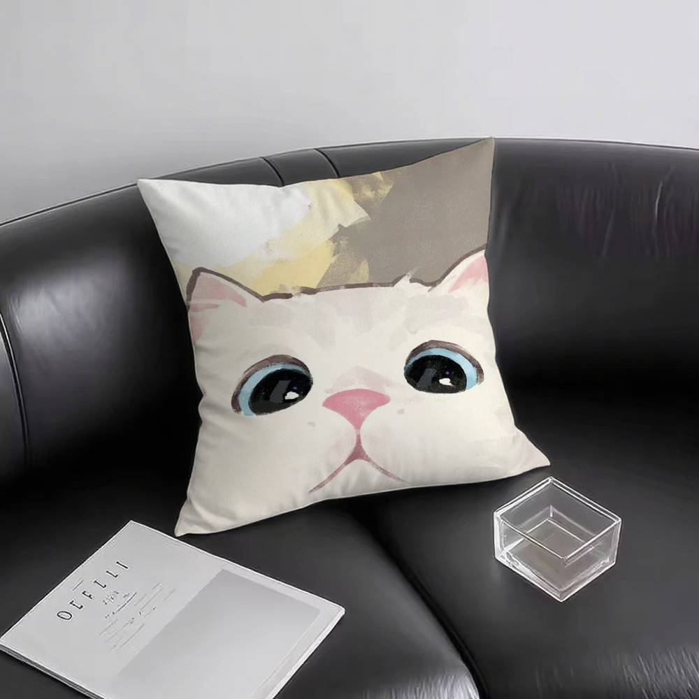 1pc Cute Cat Pillow Case Square Bedroom Sofa Leisure Comfort Cushion Car Living Room Home Decoration
