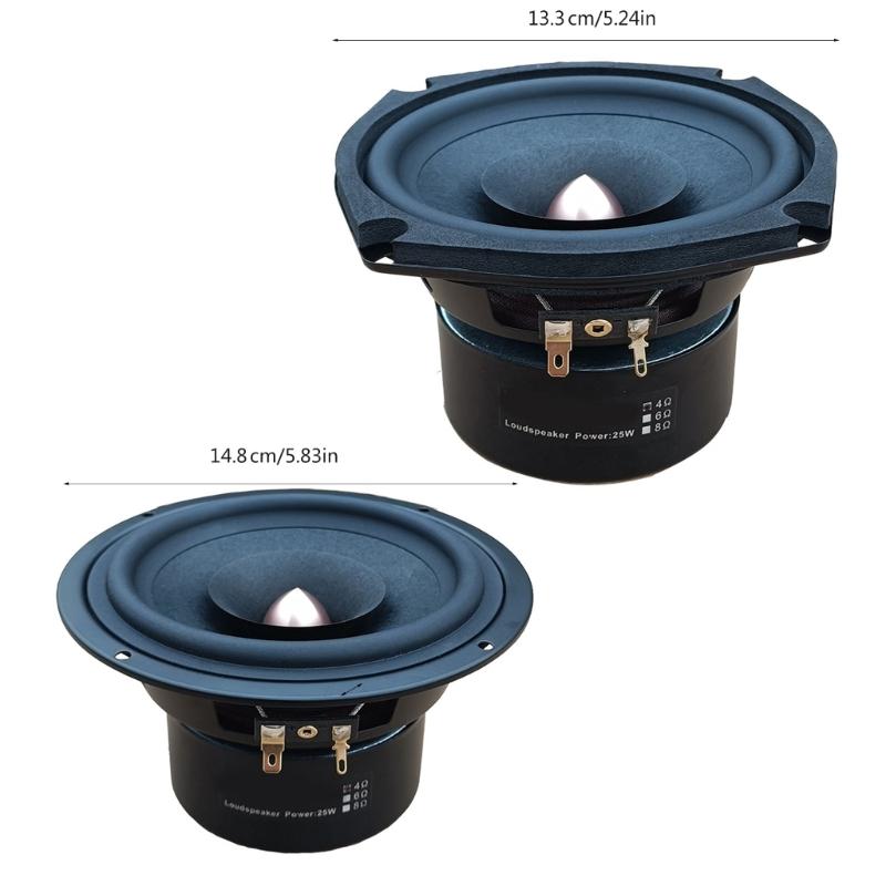 Высокочувствительные 5,25-дюймовые среднечастотные динамики с глубоким басовым звучанием, автомобильные музыкальные динамики для меломанов и киноманов