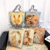 Холщовые сумки, сумки для женщин, сумка для покупок с милым котом, большая сумка для покупок с застежкой-молнией, дизайнерская сумка, большие сумки на плечо с героями мультфильмов в японском стиле