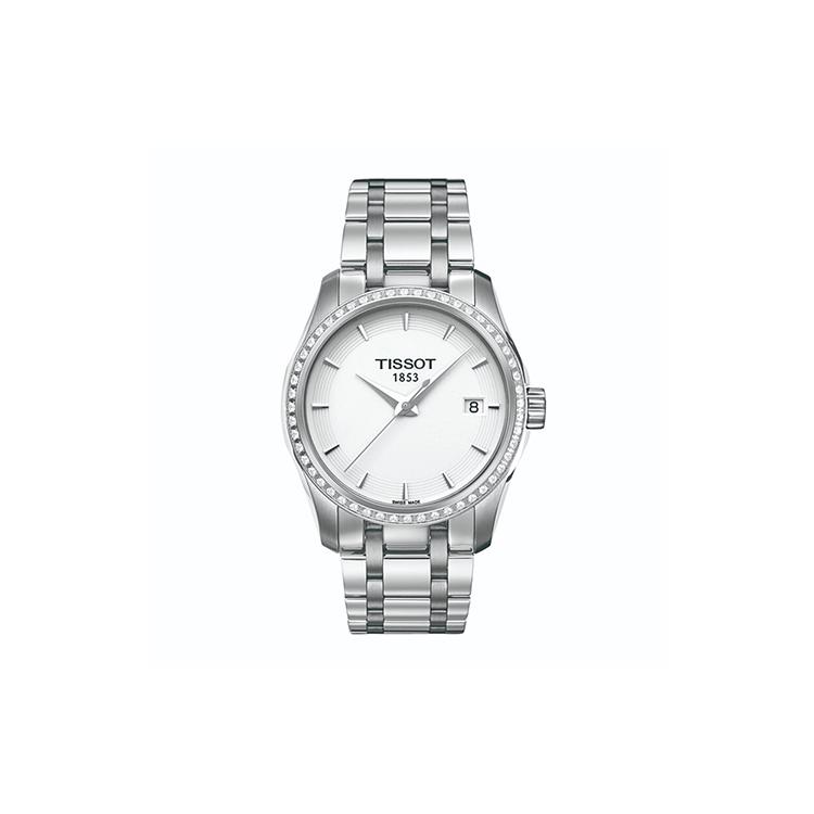 Tissot T TREND Кварцевый механизм Водонепроницаемость 100 м Женские часы 32 мм Белый циферблат Корпус из нержавеющей стали T035.210.61.011.00