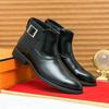 Large Size Martin Boots Men's Fashion British Chelsea Leather Boots Business Retro Zipper Locomotive Boots Men's