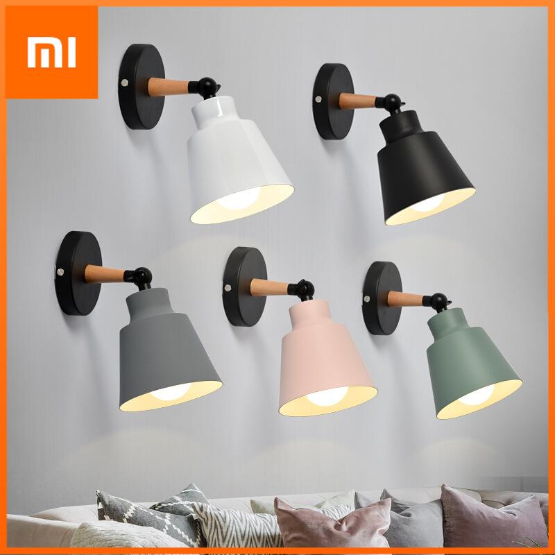 Xiaomi Nordic solid wood bedroom wall lamp modern minimalist Macaron LED wall lamp creative living room corridor bedside wall lamp