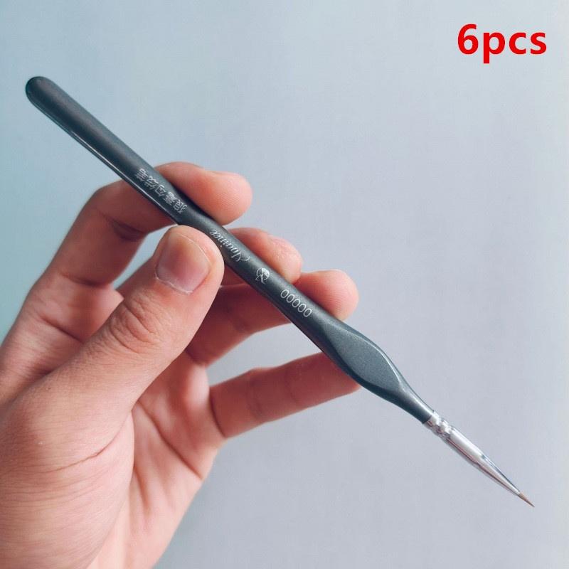 3/6Pcs Nylon Ultra-Fine Tip Brush Set Size 00000 Extreme Fine Point Acrylic Model Hand-Drawn Detail Outline Pen Art Supplies
