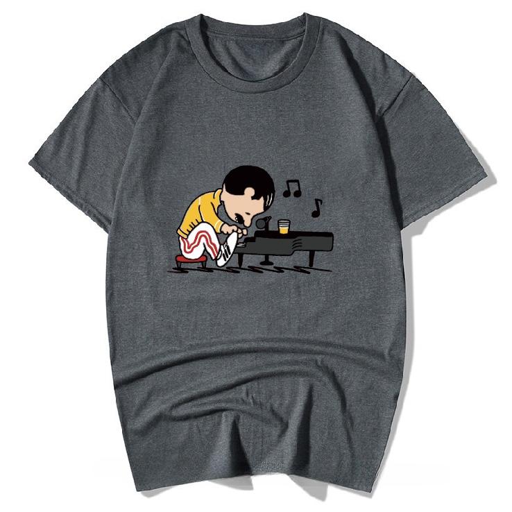 The Queen Band Freddie Mercury Play Piano Funny T Shirt Unisex Male Hip Hop Rock Hipster Short Sleeve O Neck Cotton Ttee