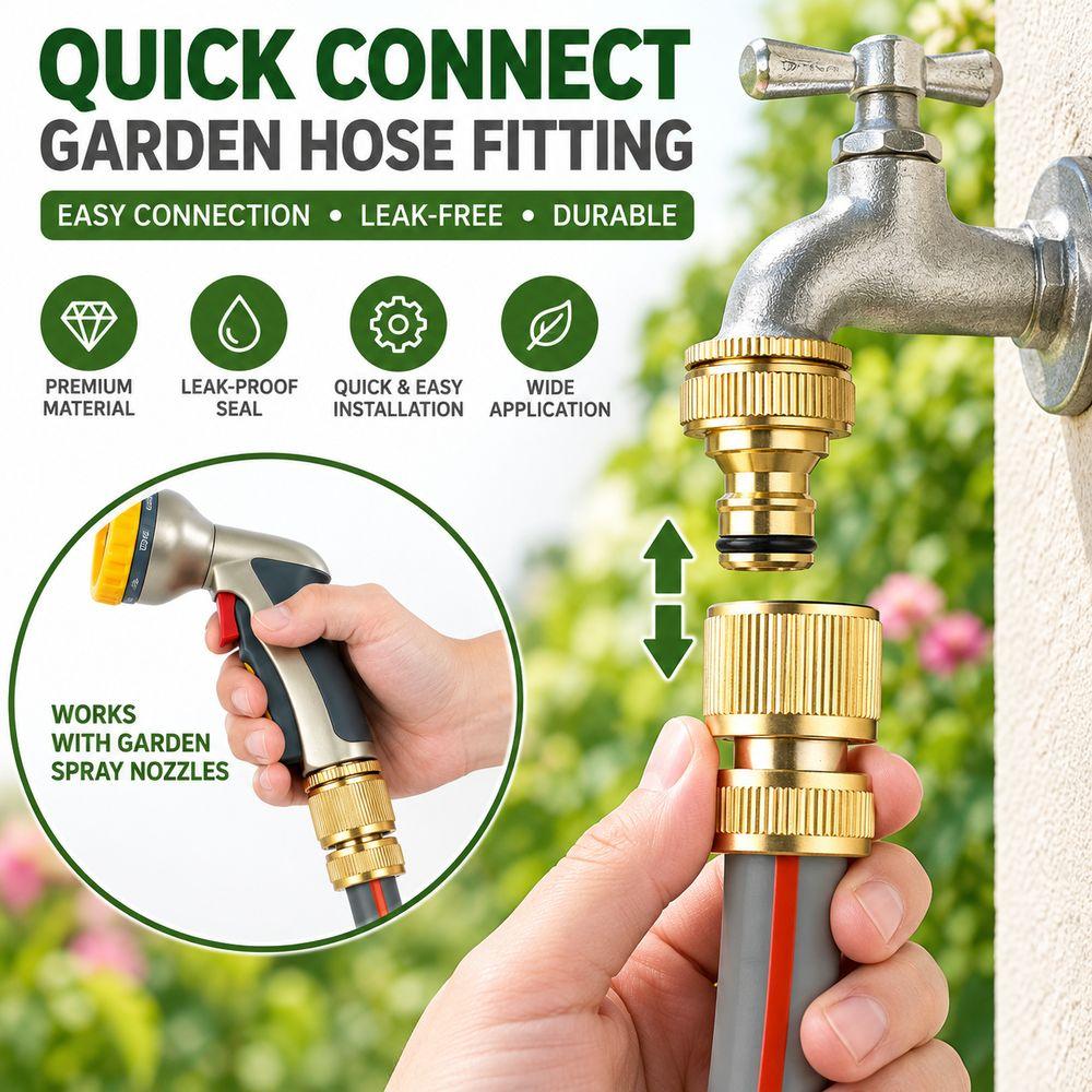 Copper Plated Hose Quick Connector Quick Connect Garden Watering Adapter for Garden Pipes