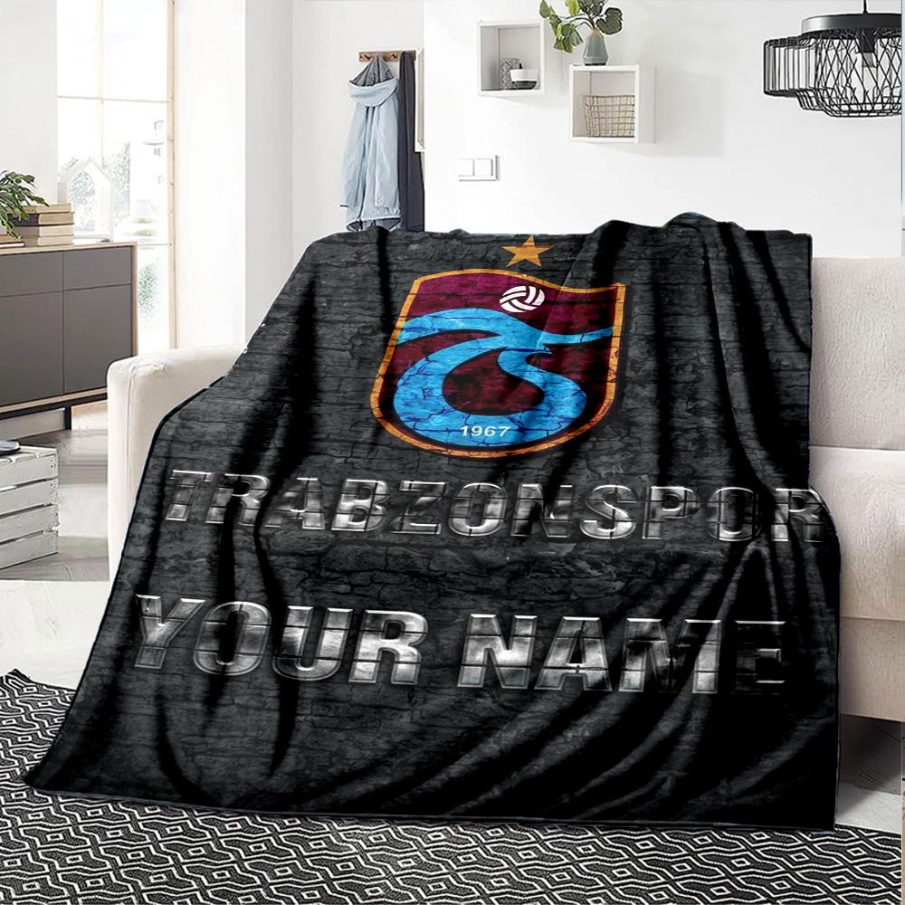 Name Custom Trabzonspor Logo Print Flannel Blanket High Quality Warm Comfortable Cover for All Seasons Perfect for Gifts Home Decor