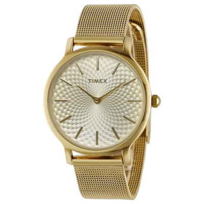 Часы Timex Metropolitan Skyline TW2R36100 кварцевые 3 ATM водонепроницаемые минеральное стекло золотой циферблат латунь [TIMEX] женские [Товар]