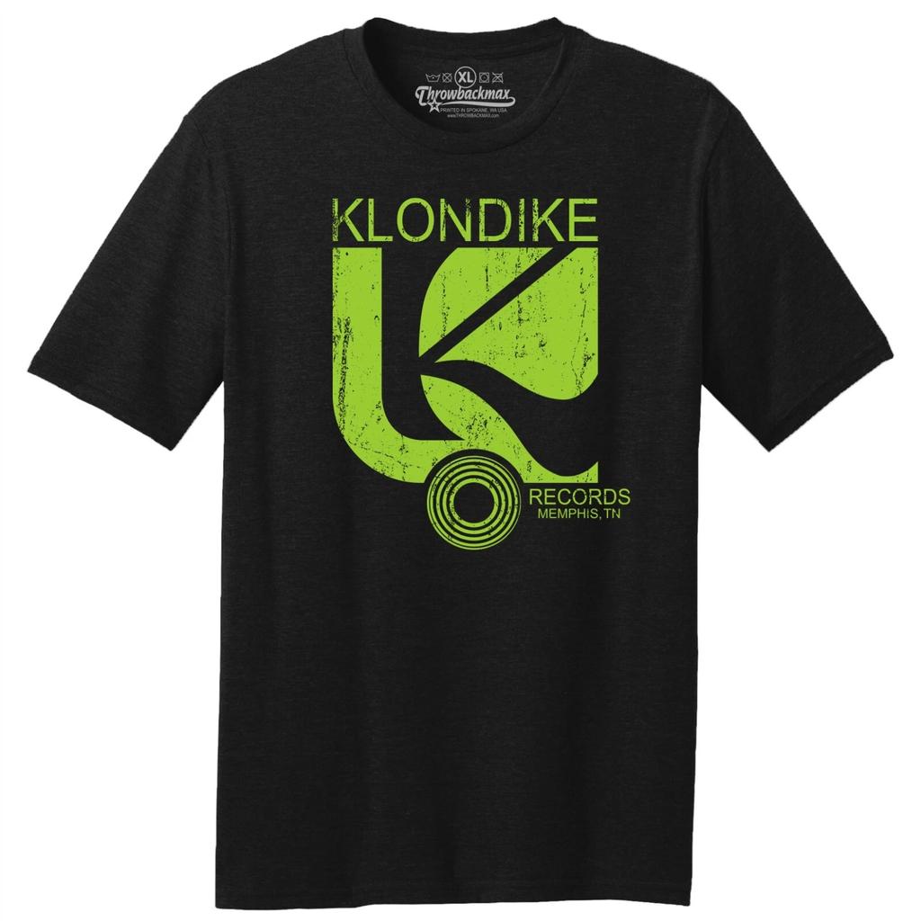 Throwbackmax Klondike Record Label Classic Cut, Premium Tri-Blend Black T shirt