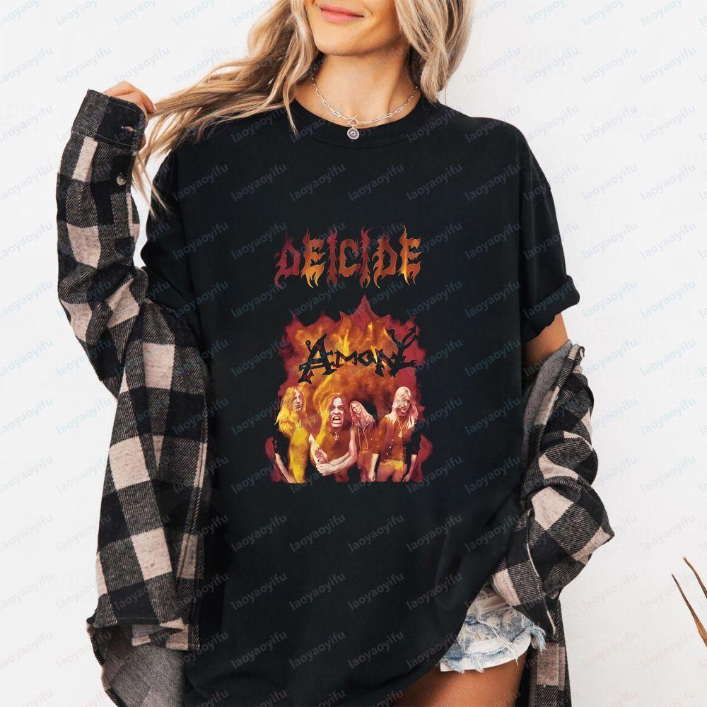 DEICIDE Classic Band Summer Casual Trendy MultiPurpose ShortSleeved Unisexs and WoUnisexs Roundneck TShirt