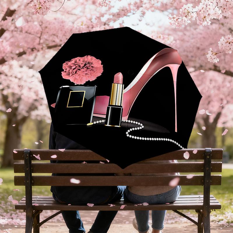 1PC high heel lipstick Umbrella-8-Rib Reinforced Portable Folding Travel Suitable for All Seasons Outdoor Daily Use-J324