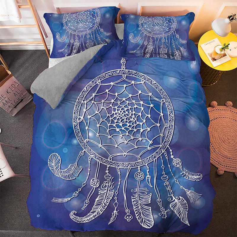 Dreamcatcher Duvet Cover Set Psychedelic Bohemian 3D Print King Queen Polyester Comforter Cover for Kids Boys Girls Bedding Set