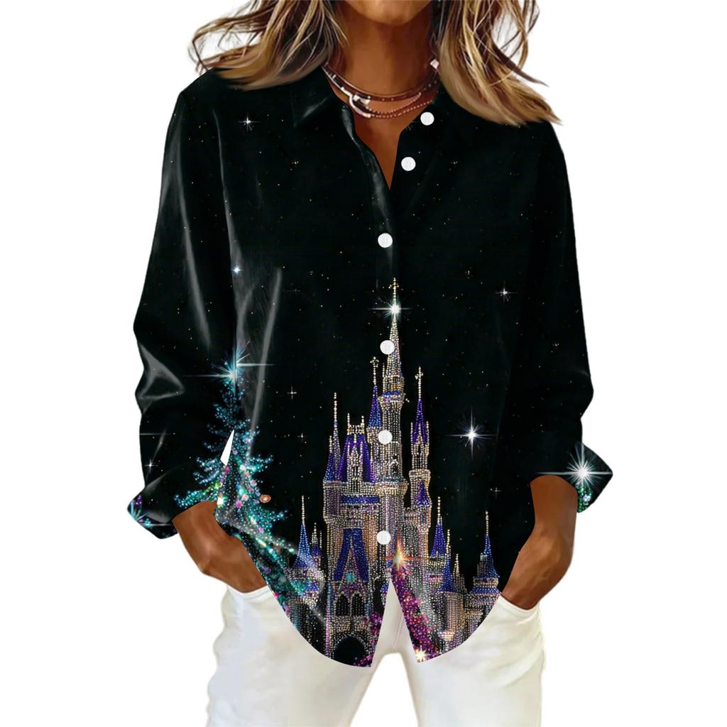 Женская рубашка с пуговицами с цветочным принтом, повседневная рубашка с длинными рукавами, блузки, повседневные базовые топы больших размеров